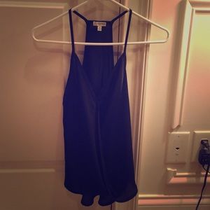 Like New Lily White Black Draped Crossover Tank